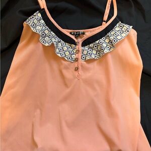 Volcom Peach Camisole with Geometric Ruffle
